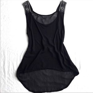 GUESS beaded shoulder, high low tank top